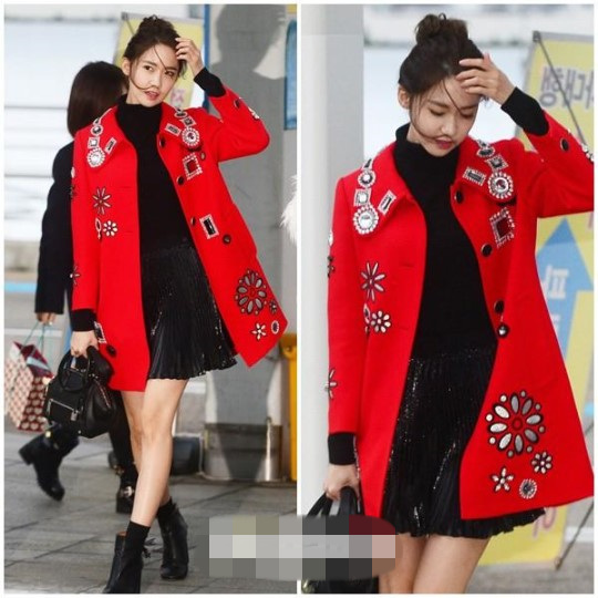 少女时代机场时尚超吸睛 允儿Tiffany冬季露腿不怕冷【组图】