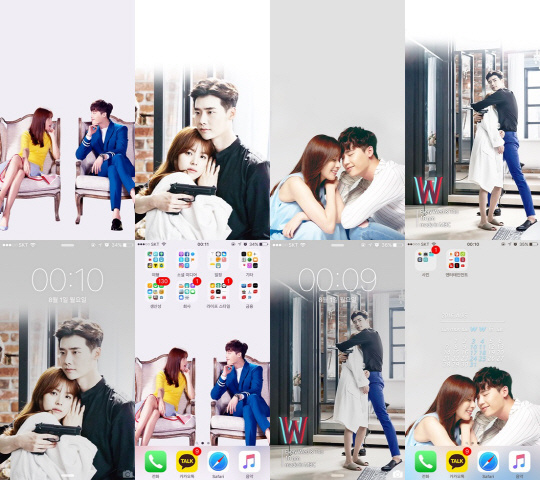 《W-两个世界》再曝花絮照 李钟硕韩孝周剪刀手卖萌【组图】