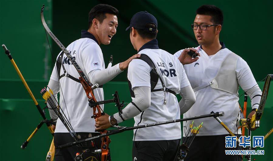（裏約奧運會·奪冠一刻）（1）射箭——韓國隊獲男團金牌