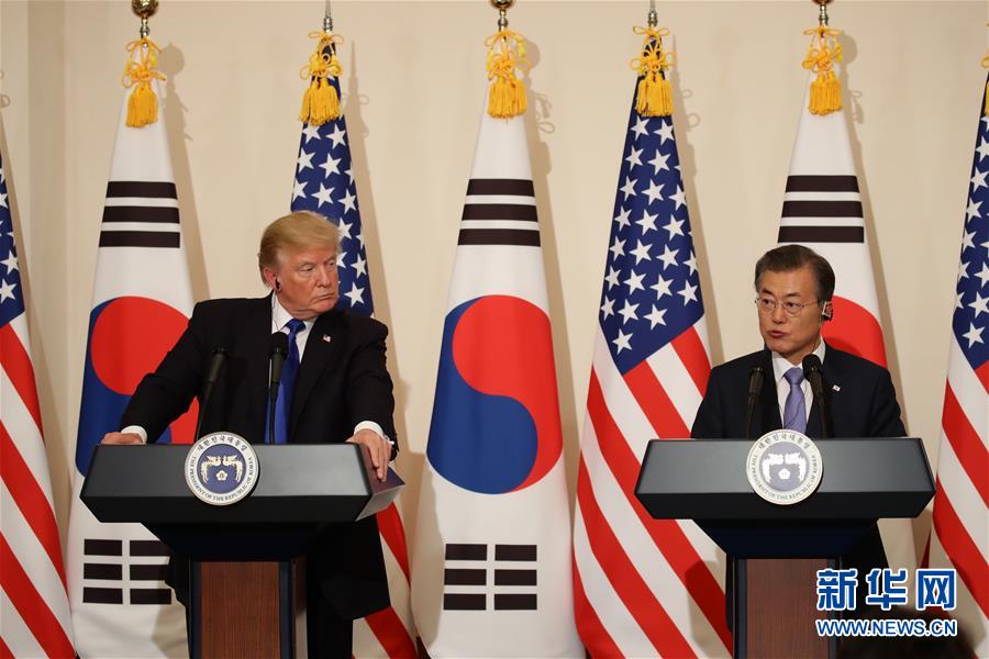 （XHDW）韓美首腦重申和平解決朝核問題原則