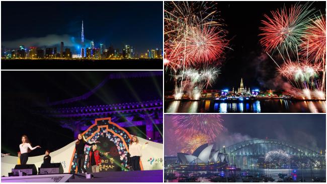 世界各地迎新年 首尔民众钟阁跨年