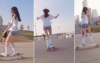 한국 최강 미모 롱다리 ‘스케이트보드 여신’ 테크닉 뽐내