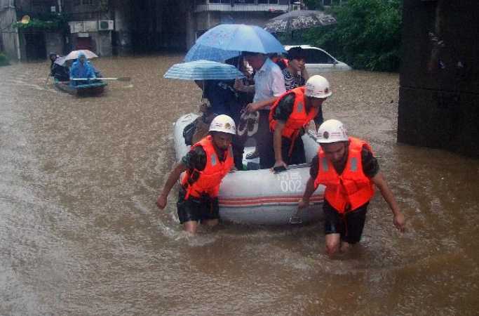 中 난창 폭우...홍수 발생지역 항공촬영