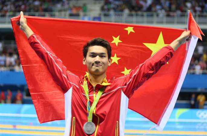 수영-중국 선수 쉬자위 남자 100m 배영 은메달 획득