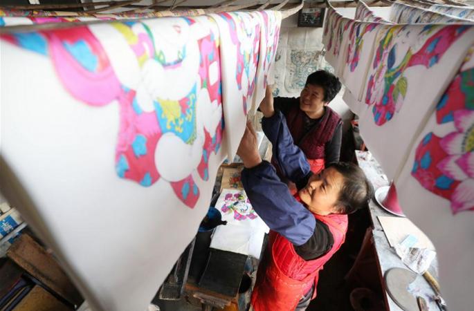 산둥 세화의 마을 ‘그림 인쇄’에 바빠