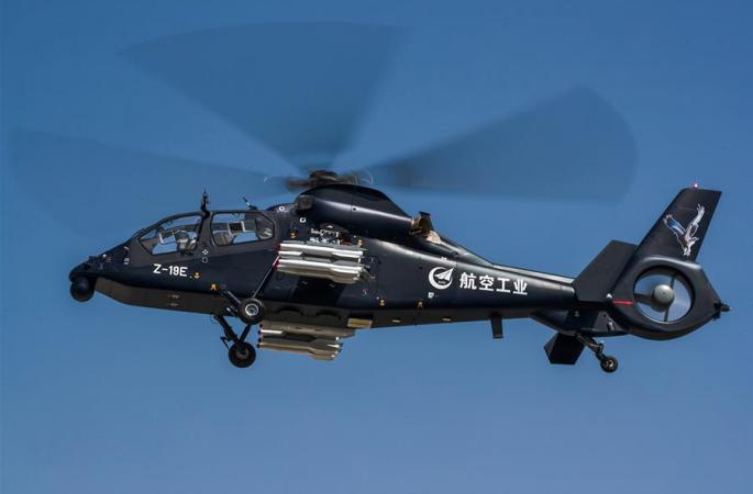 중국 자체로 개발한 수출형 무장 헬기 즈-19E, 하얼빈서 처녀비행에 성공