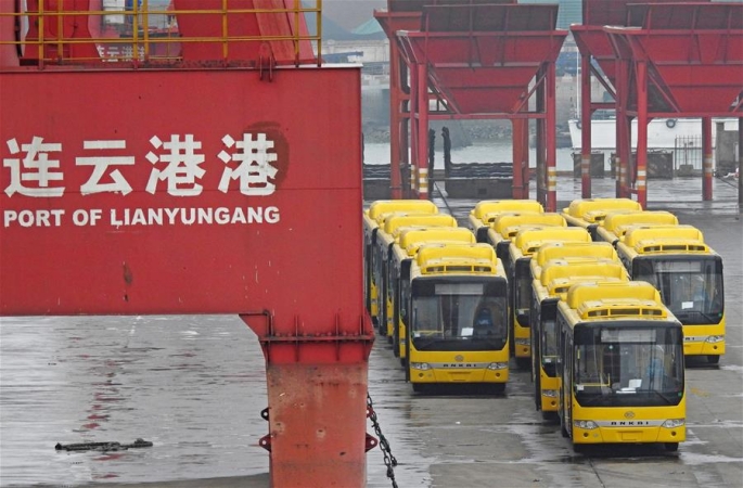 (일대일로·굿 매매) 중국 산 대형 버스 미얀마로 수출, 해상 실크로드 항행에 올라