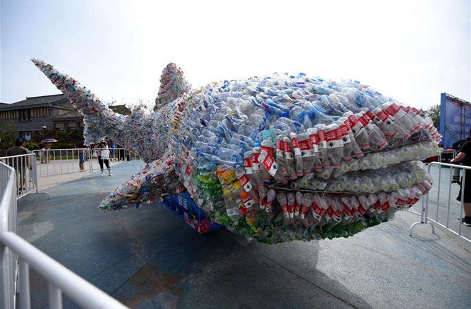 산둥 르자오: ‘고래상어’로 변신한 폐기된 플라스틱병